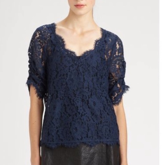 Joie Tops - Joie Midnight Blue Lace Blouse